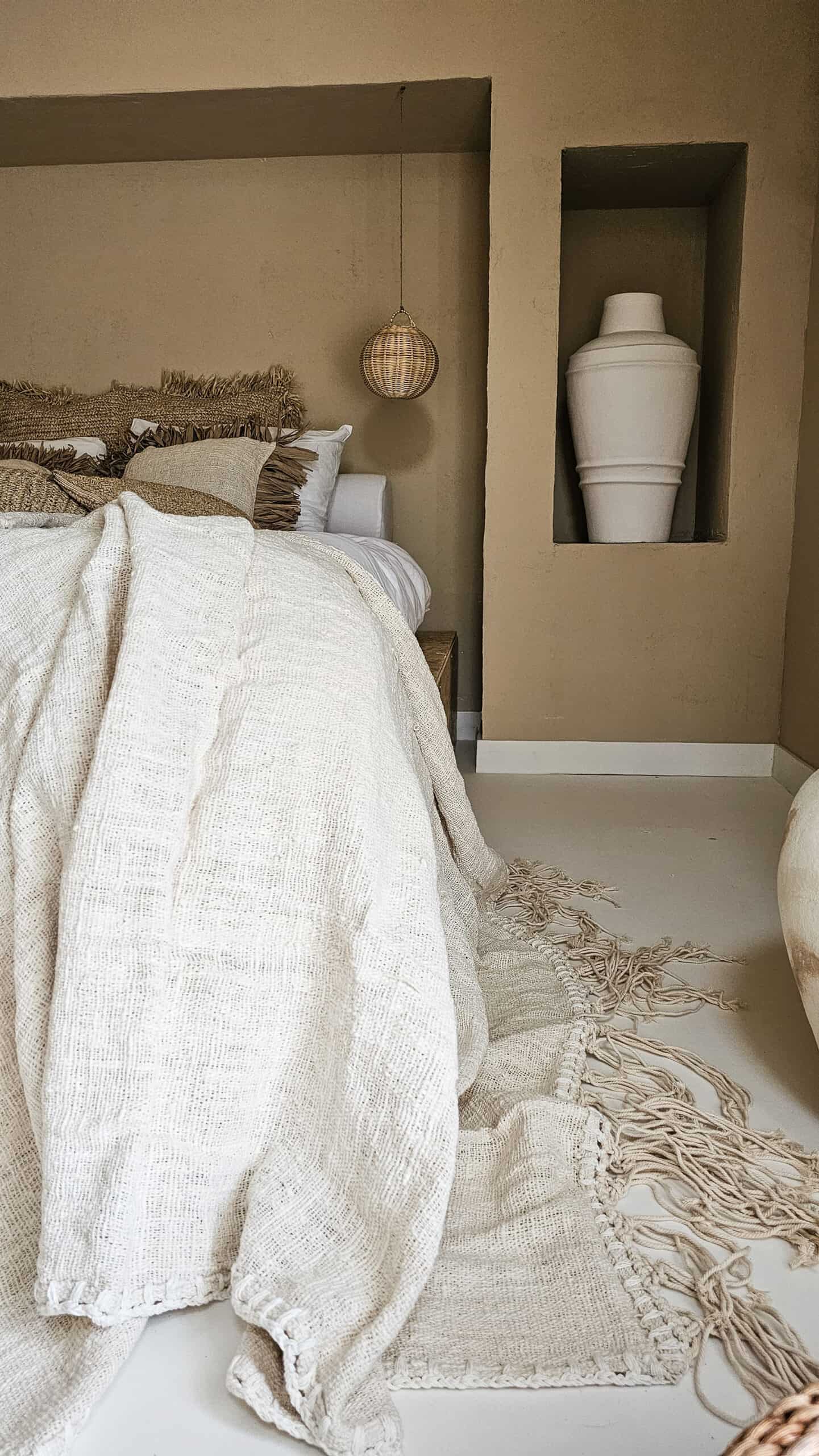 LINEN PLAID WITH COARSE FRINGES