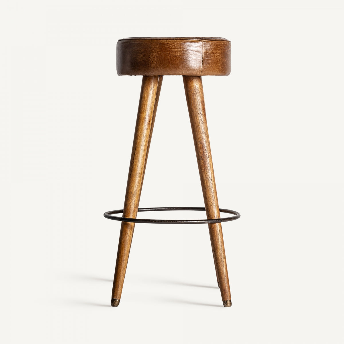 RATTAN LEATHER BAR STOOL