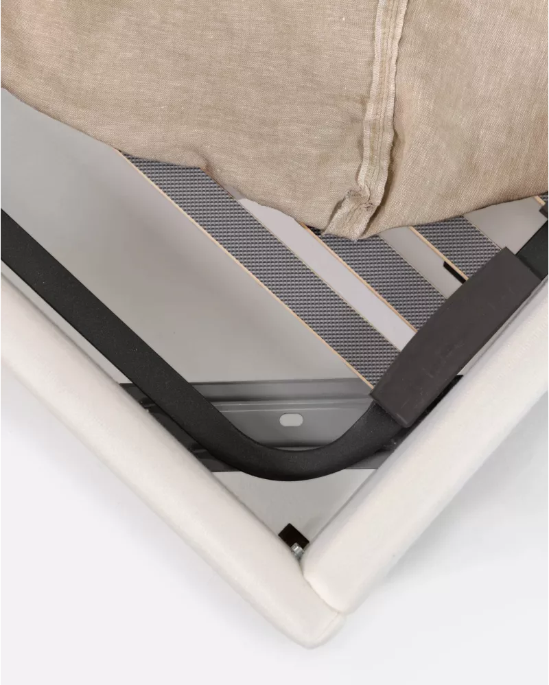 SINGLE LINEN BED IN NATURAL COLOR