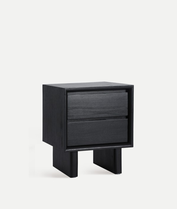 DEMMIN BLACK WOOD BEDSIDE TABLE
