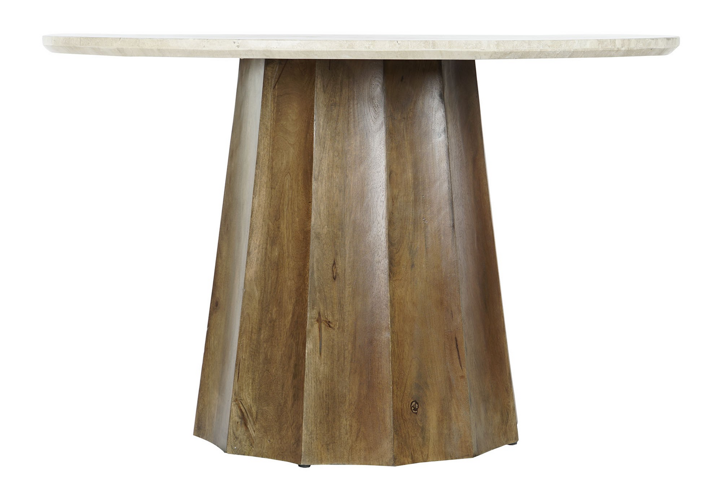 ROUND MANGO TABLE WITH TRAVERTINE TOP 120 cm