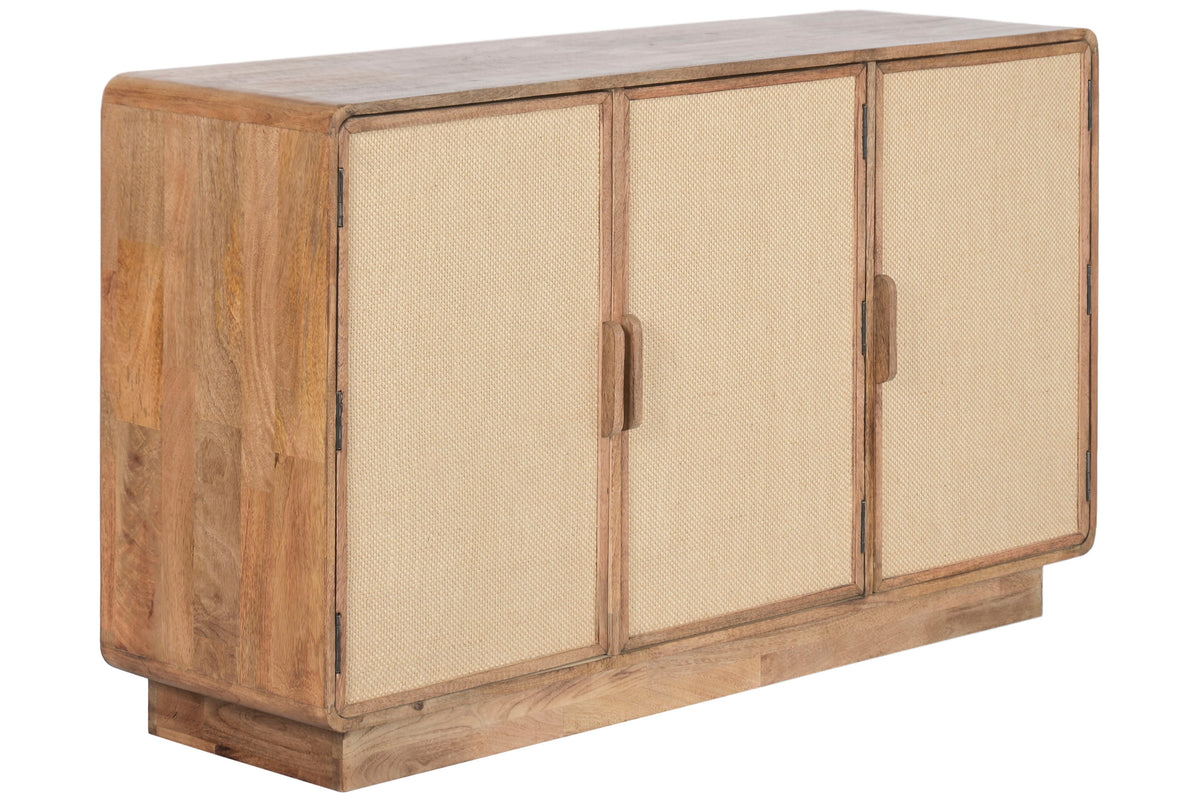 MANGO WOOD & JUTE SIDEBOARD – 3 DOORS