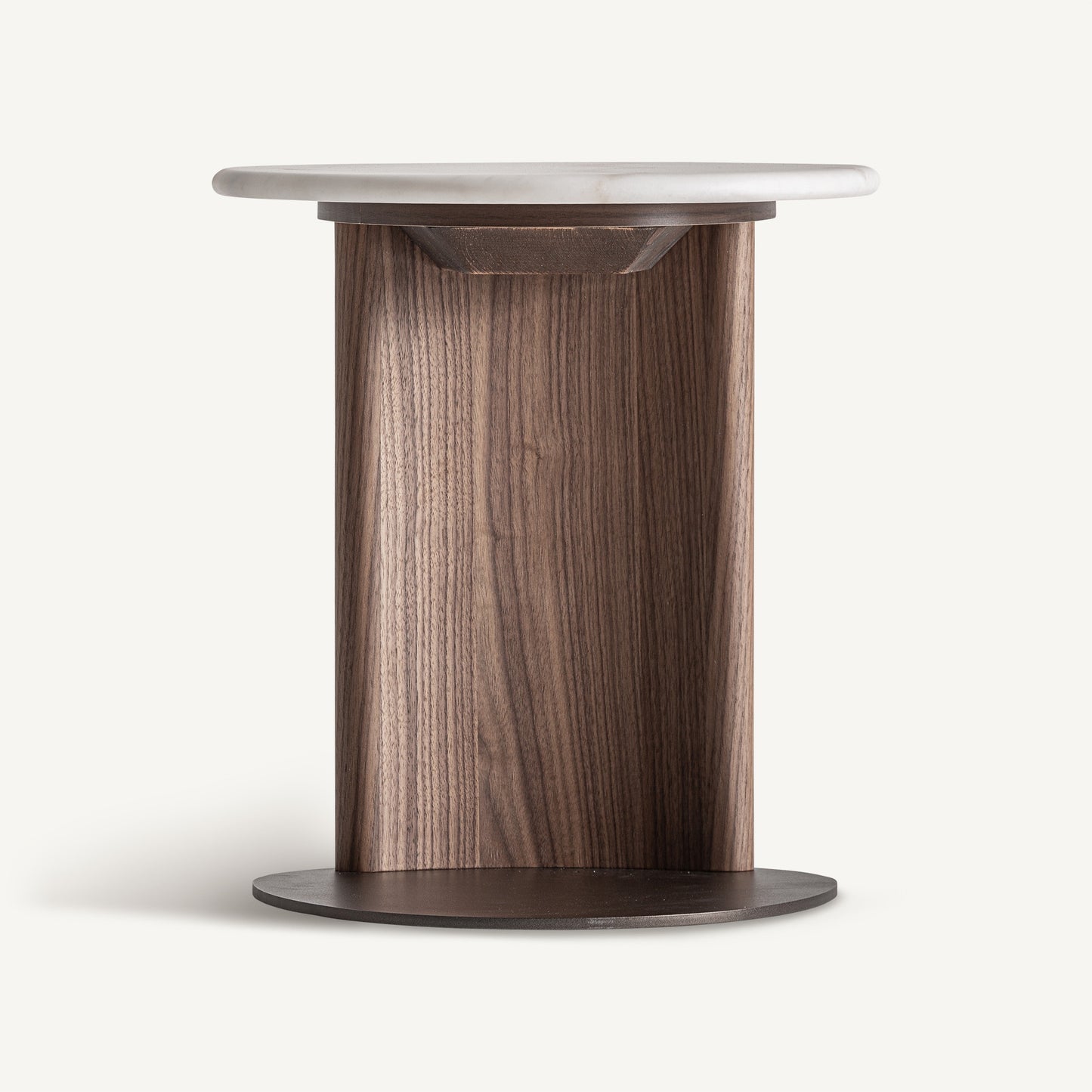 WHITE MARBLE & WALNUT SIDE TABLE – 46CM