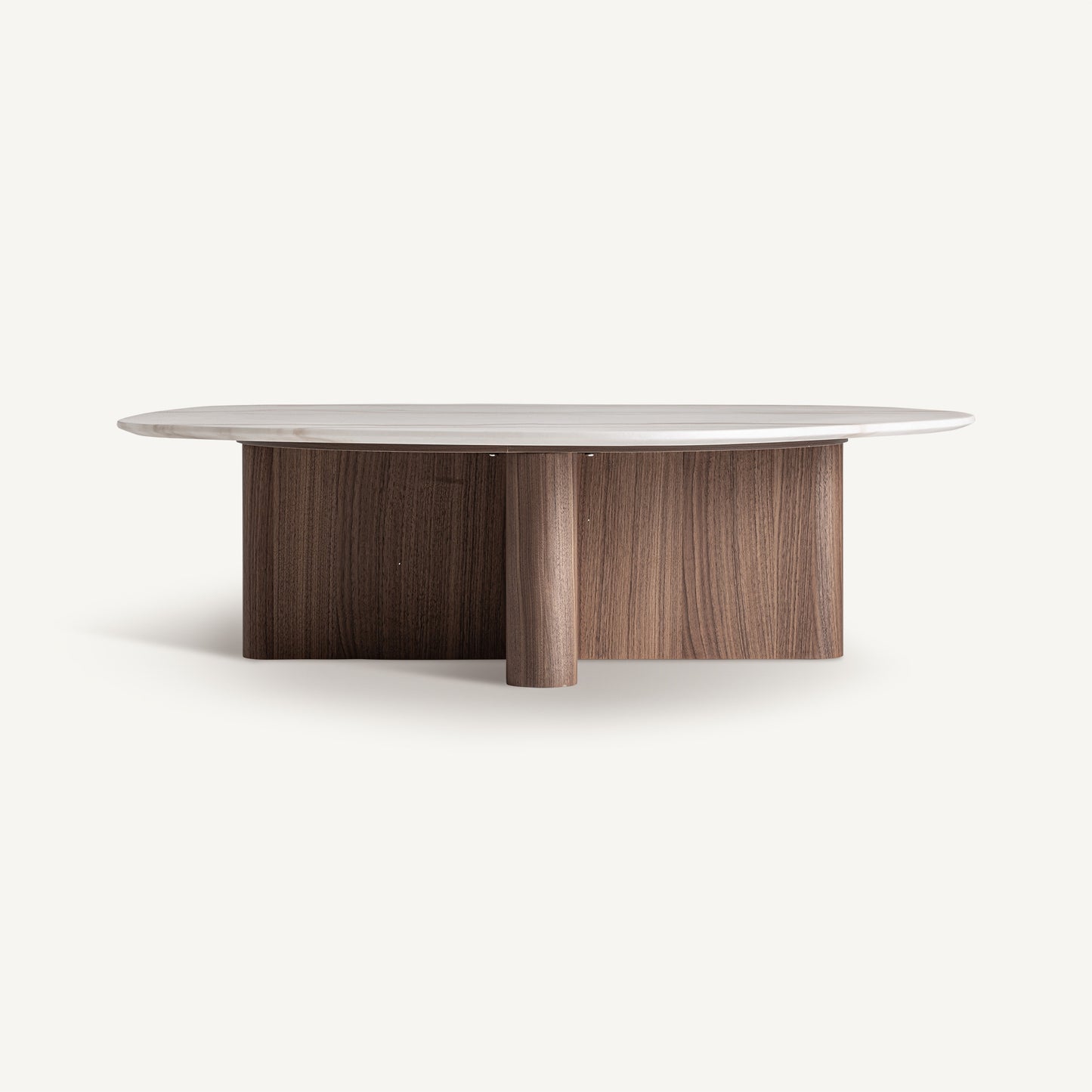 WHITE MARBLE & WALNUT COFFEE TABLE – 120CM