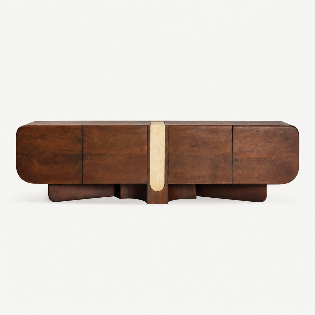BRAINE TV STAND FROM MANGO WOOD AND TRAVERTINE
