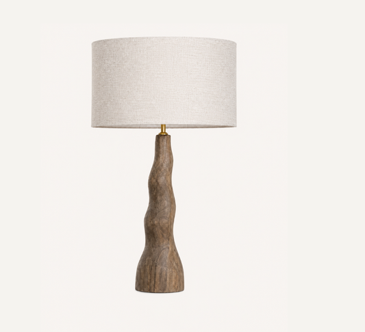 MANGO WOOD/LINEN TABLE LAMP