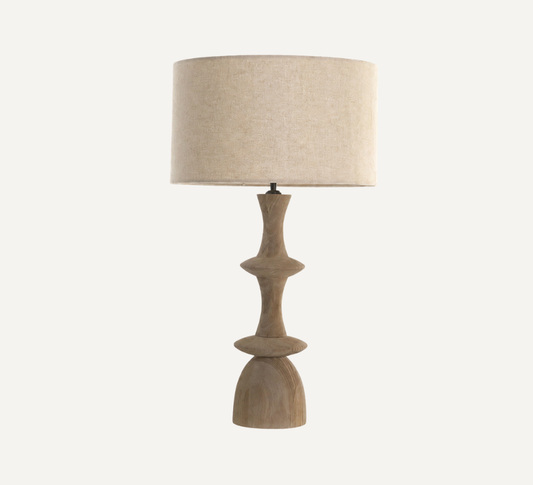 MANGO WOOD AND LINEN TABLE LAMP