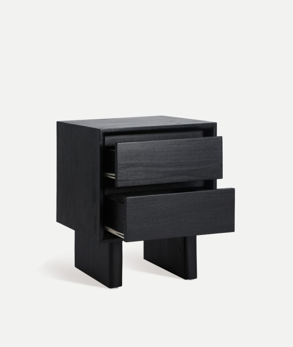 DEMMIN BLACK WOOD BEDSIDE TABLE
