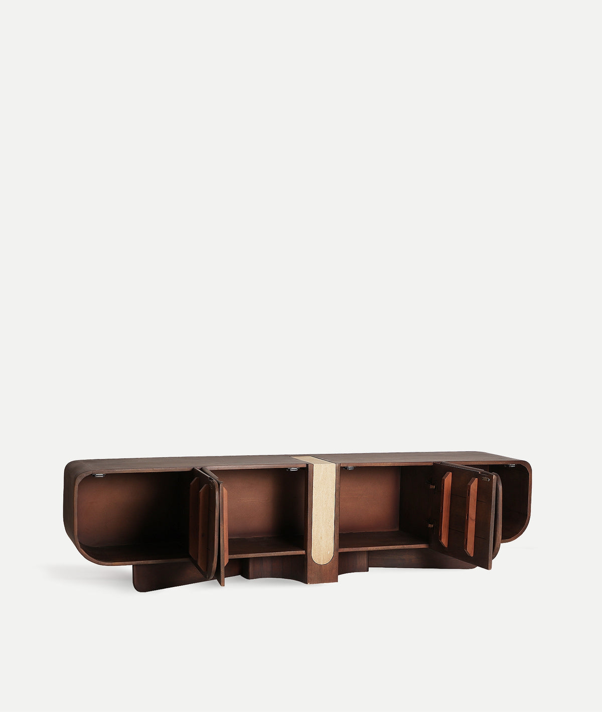 BRAINE TV STAND FROM MANGO WOOD AND TRAVERTINE