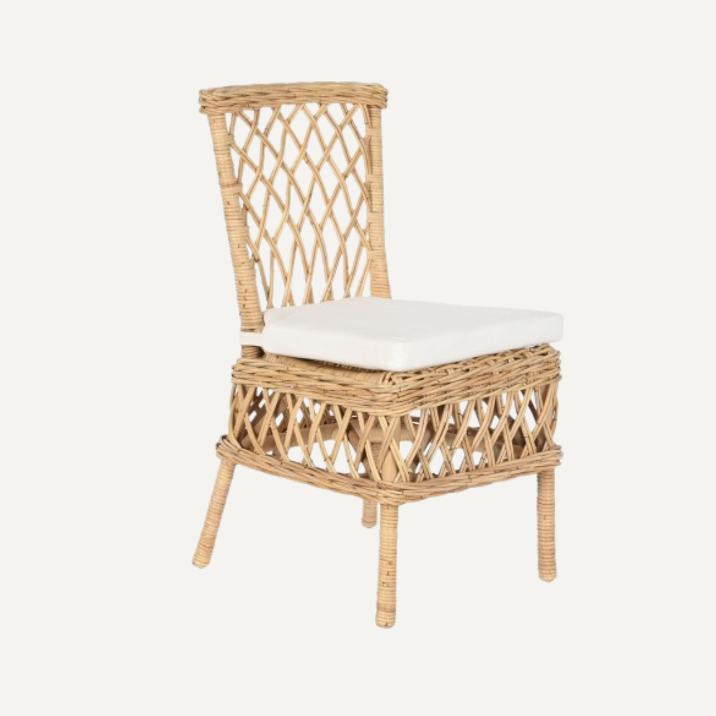NATURAL RATTAN CHAIR WITH CUSHION