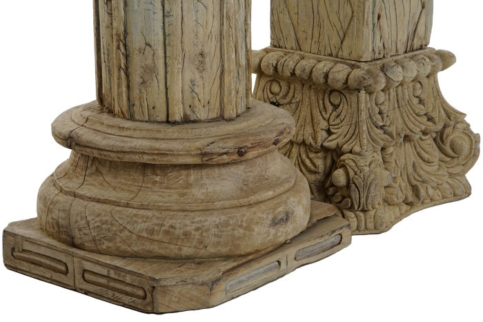 TEAK COLUM CANDLE HOLDERS 88cm