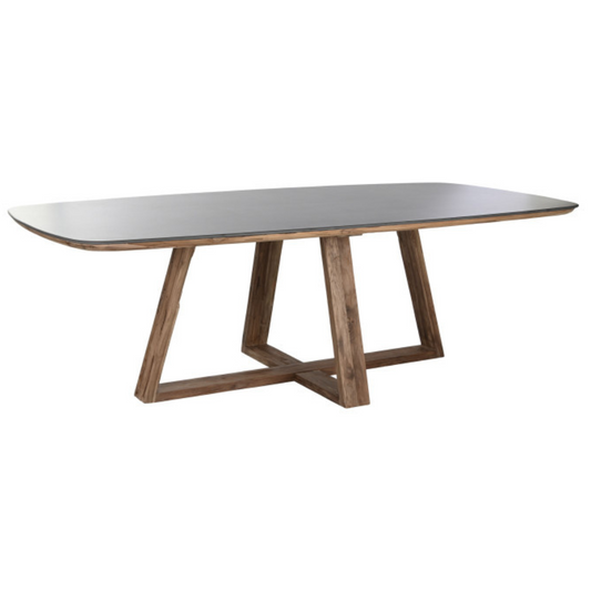 КЕРАМИЧНА И ТИКОВА ДЪРВЕНА ТРАПЕЗАРНА МАСА 240 см