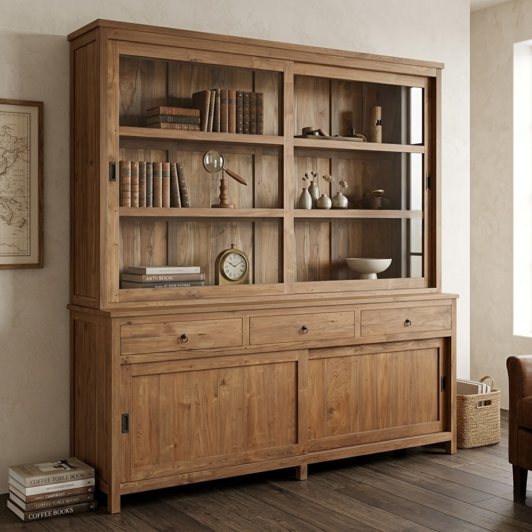 RECYCLE TEAK WOOD SHOWCASE CABINET