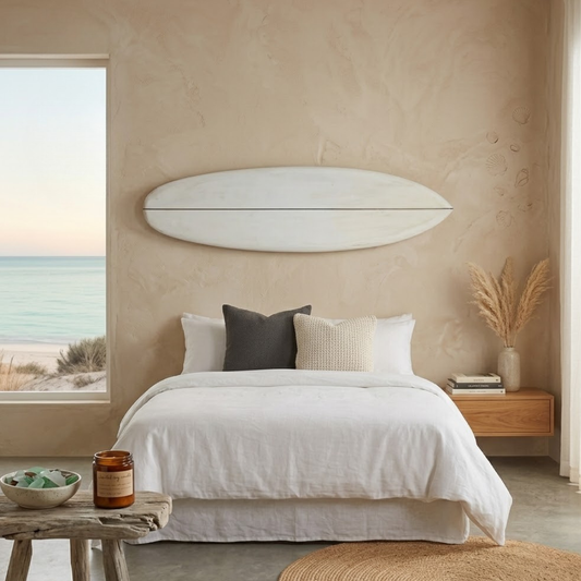 DECORATIVE WOODEN SURFBOARD WHITE GLOSS