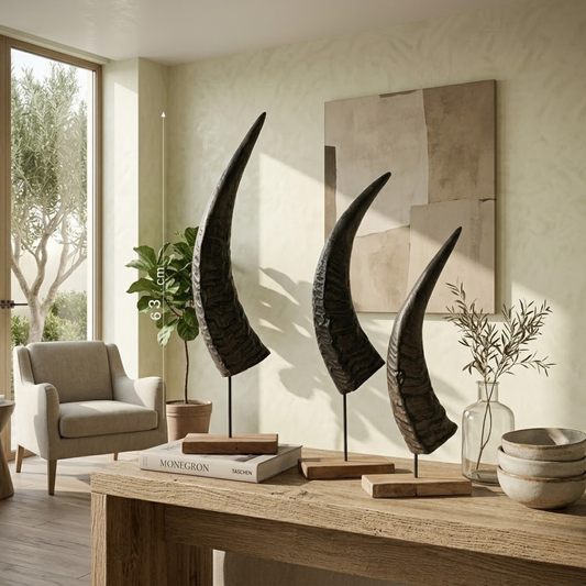 DECORATION BUFFALO HORNS SET 3