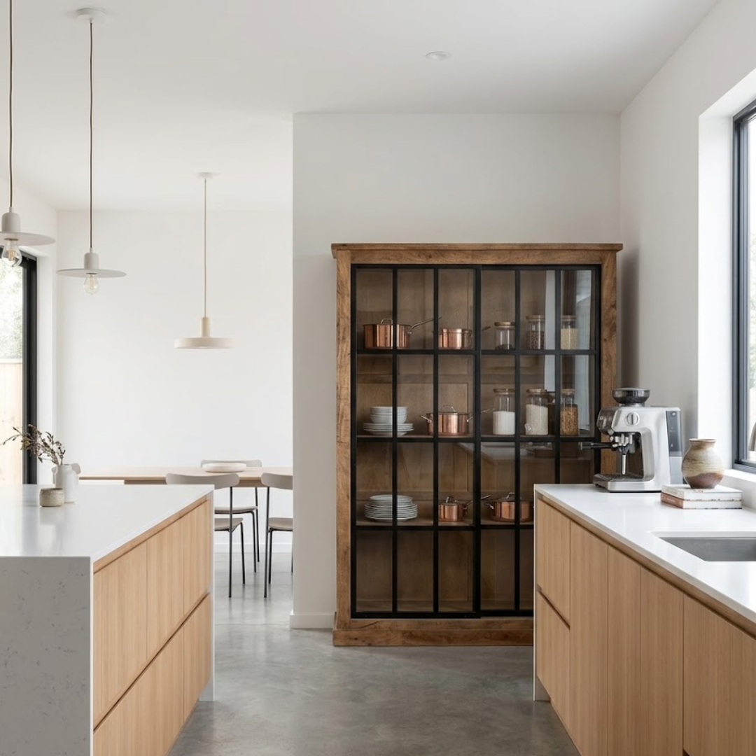 DISPLAY CABINET FROM MANGO WOOD AND METAL