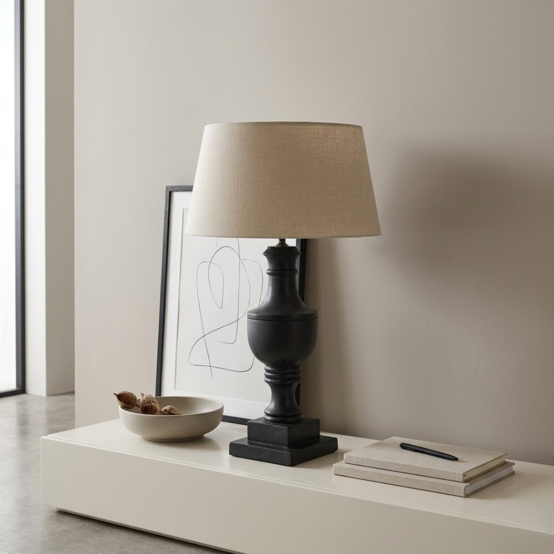 NOAR BLACK WOOD TABLE LAMP 72cm