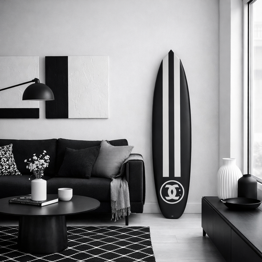 BLACK&WHITE DECORATIVE SURFBOARD