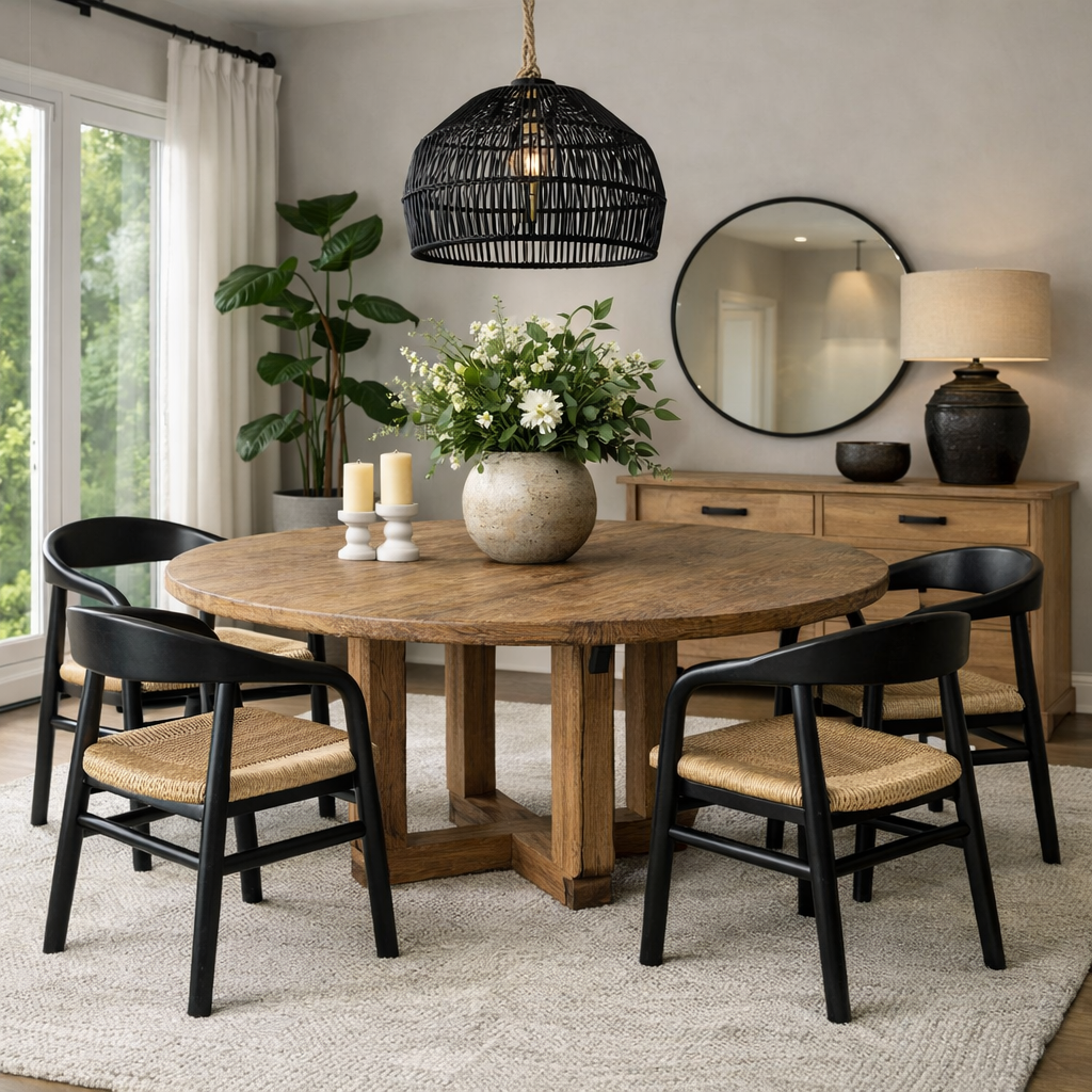 RECYCLED TEAK WOOD ROUND TABLE 140CM
