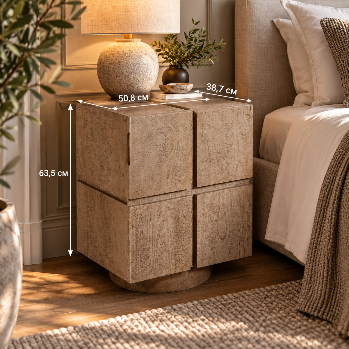 MANGO WOOD BEDSIDE TABLE
