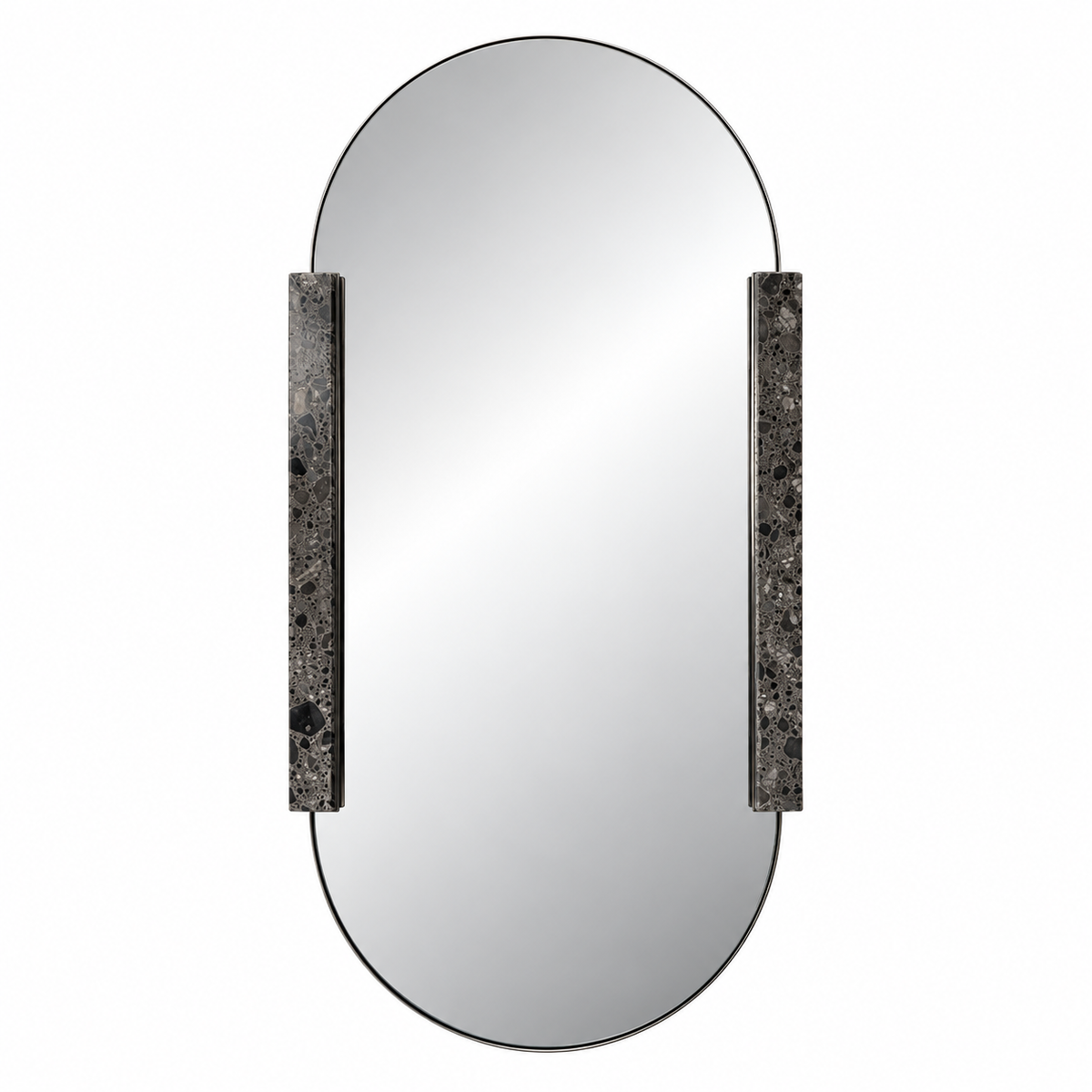 IRON MIRROR WITH MARBLE 62/120CM AGED GOLDEN