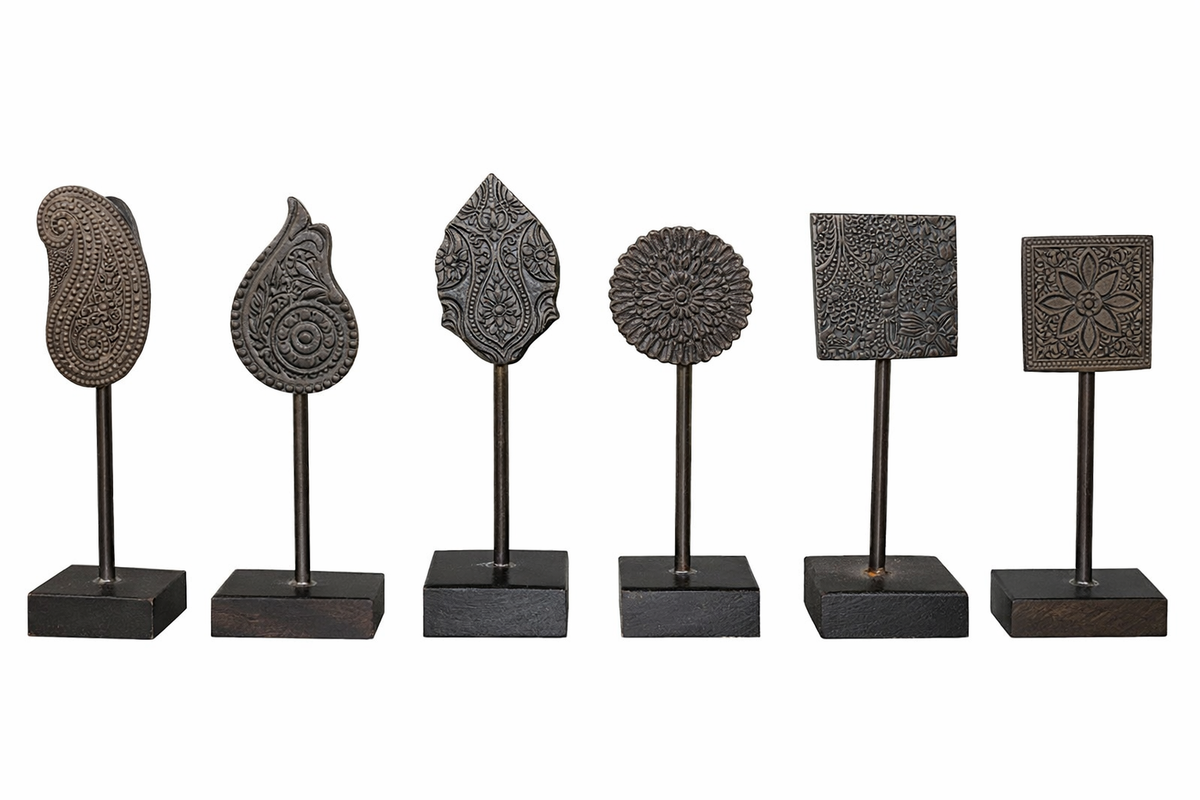 DECORATION FROM WOOD AND METAL SET OF 2