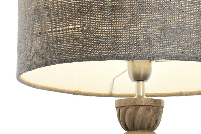 CARVED WOOD TABLE LAMP 91cm