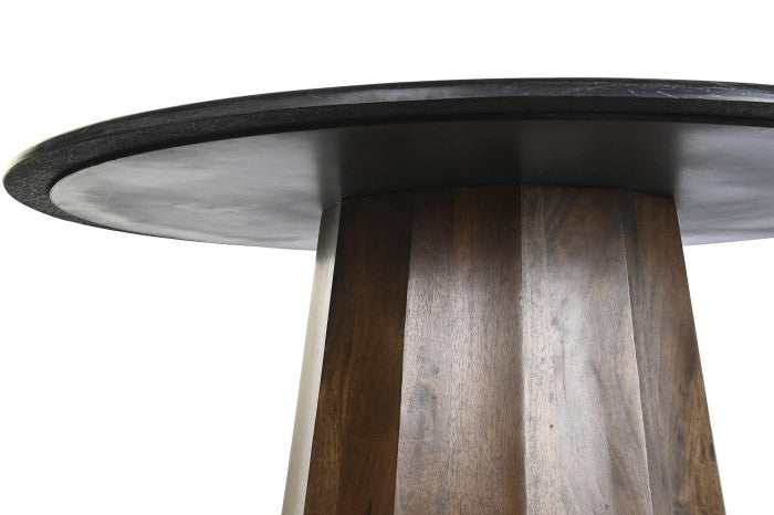 ТРАПЕЗАРНА МАСА ОТ ЧЕРЕН МРАМОР И МАНГОВО ДЪРВО 120 см 