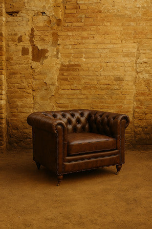 Кожено кресло CAPITON, тъмнокафяв 