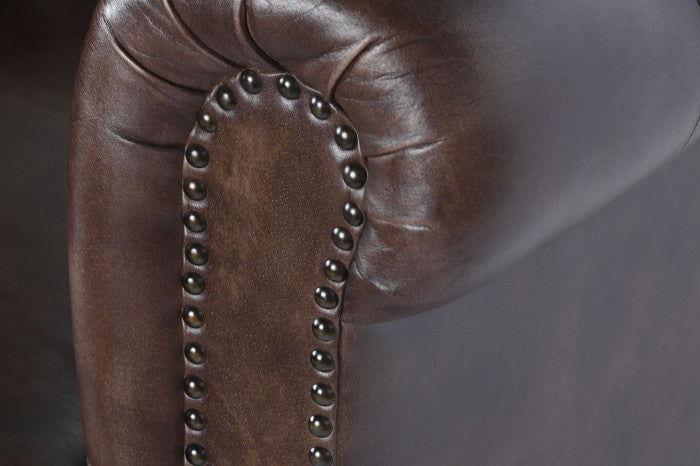 Кожено кресло CAPITON, тъмнокафяв 