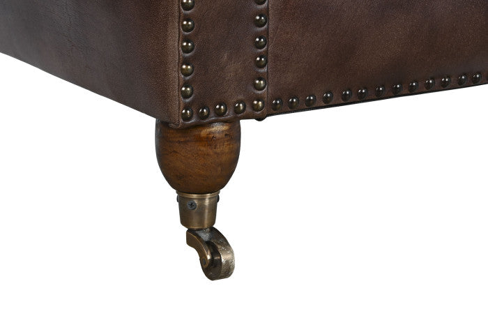 Кожен диван CAPITON тъмнокафяв 148 см 