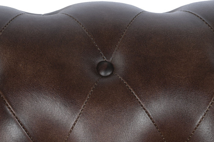 Кожен диван CAPITON тъмнокафяв 148 см 