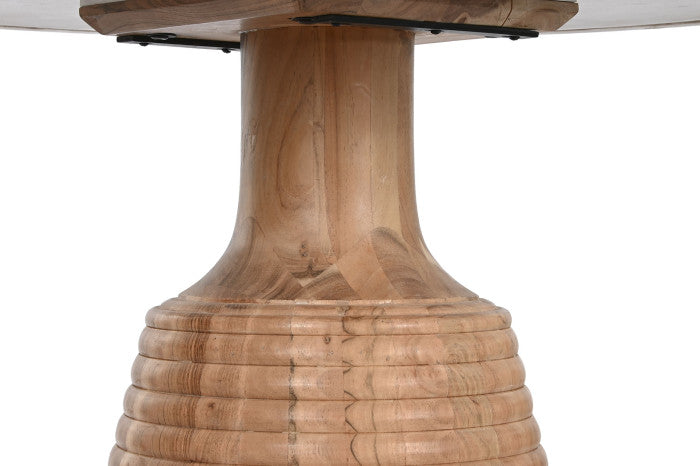 КРЪГЛА ТРАПЕЗАРНА МАСА ОТ МРАМОР И АКАЦИЕВО ДЪРВО 115 см 