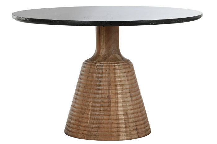 КРЪГЛА ТРАПЕЗАРНА МАСА ОТ МРАМОР И АКАЦИЕВО ДЪРВО 115 см 