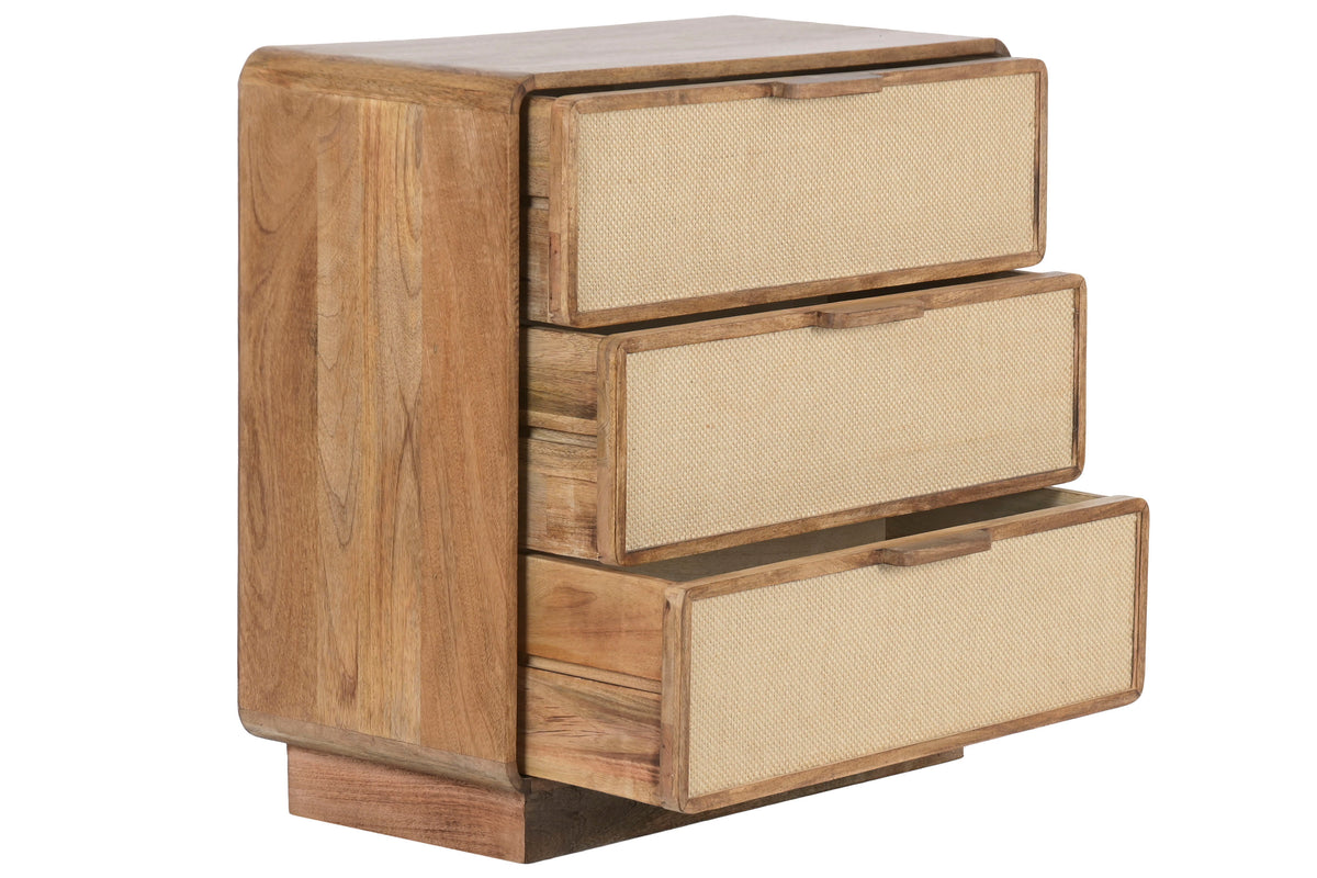 MANGO WOOD & JUTE CHEST OF DRAWERS – 3 DRAWERS