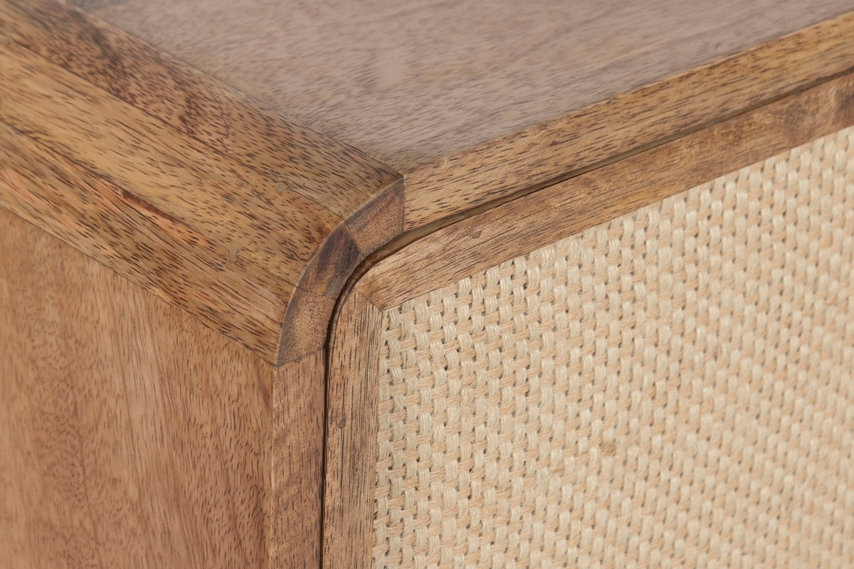 MANGO WOOD & JUTE CHEST OF DRAWERS – 3 DRAWERS