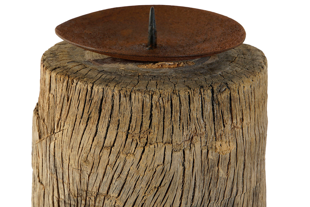 ANTIQUE TEAK WOOD CANDAL HOLDER 30cm