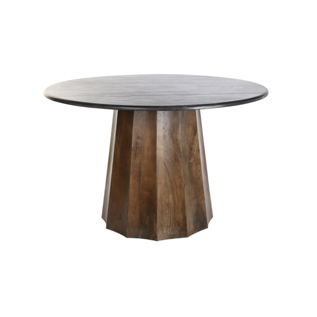 ТРАПЕЗАРНА МАСА ОТ ЧЕРЕН МРАМОР И МАНГОВО ДЪРВО 120 см 