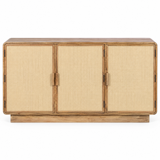MANGO WOOD & JUTE SIDEBOARD – 3 DOORS