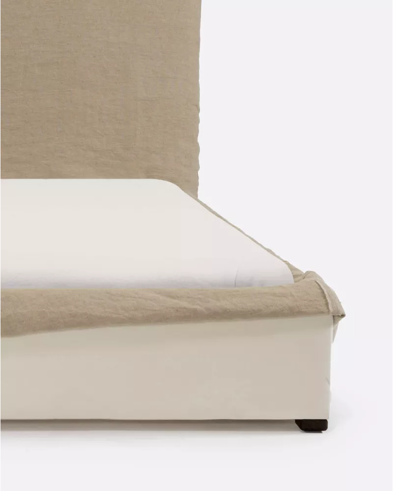 SINGLE LINEN BED IN NATURAL COLOR