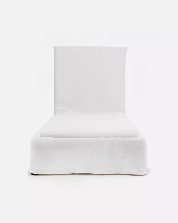 SINGLE LINEN BED IN WHITE