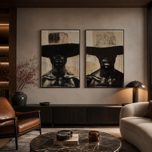 SHADOW ELEGANT WALL CANVAS SET of 2-123cm