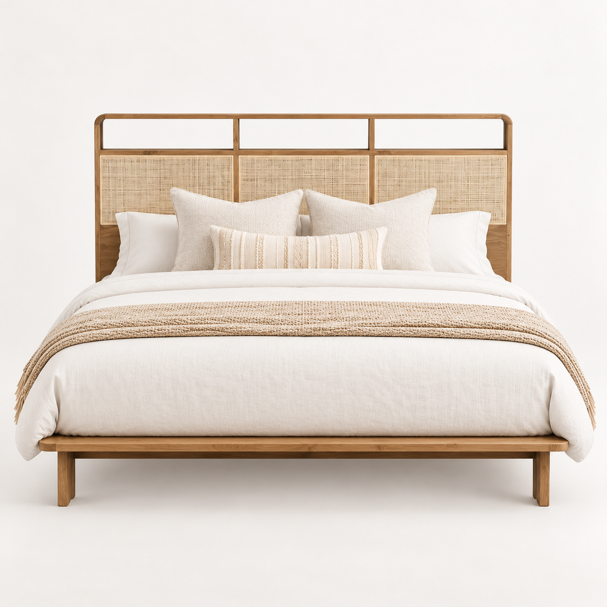 BED FROM TEAK WOOD&RATTAN 180cm
