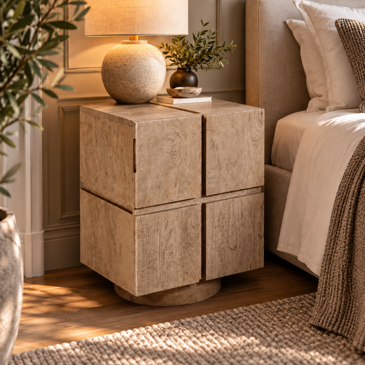 MANGO WOOD BEDSIDE TABLE