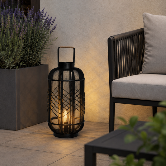 CANDLE HOLDER FROM METAL&RATTAN