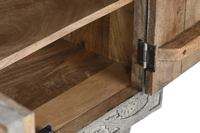 ANTIQUE GRAY CARVED TV STAND