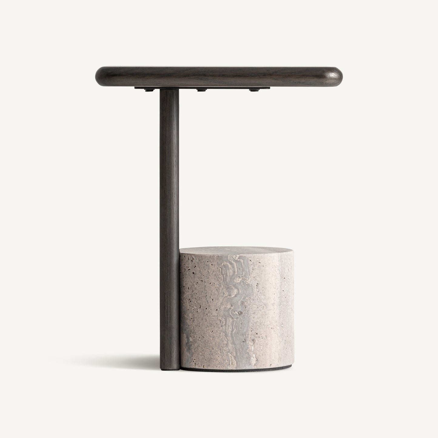 RIGNAC SIDE TABLE IN TRAVERTINE & ASH WOOD 40CM