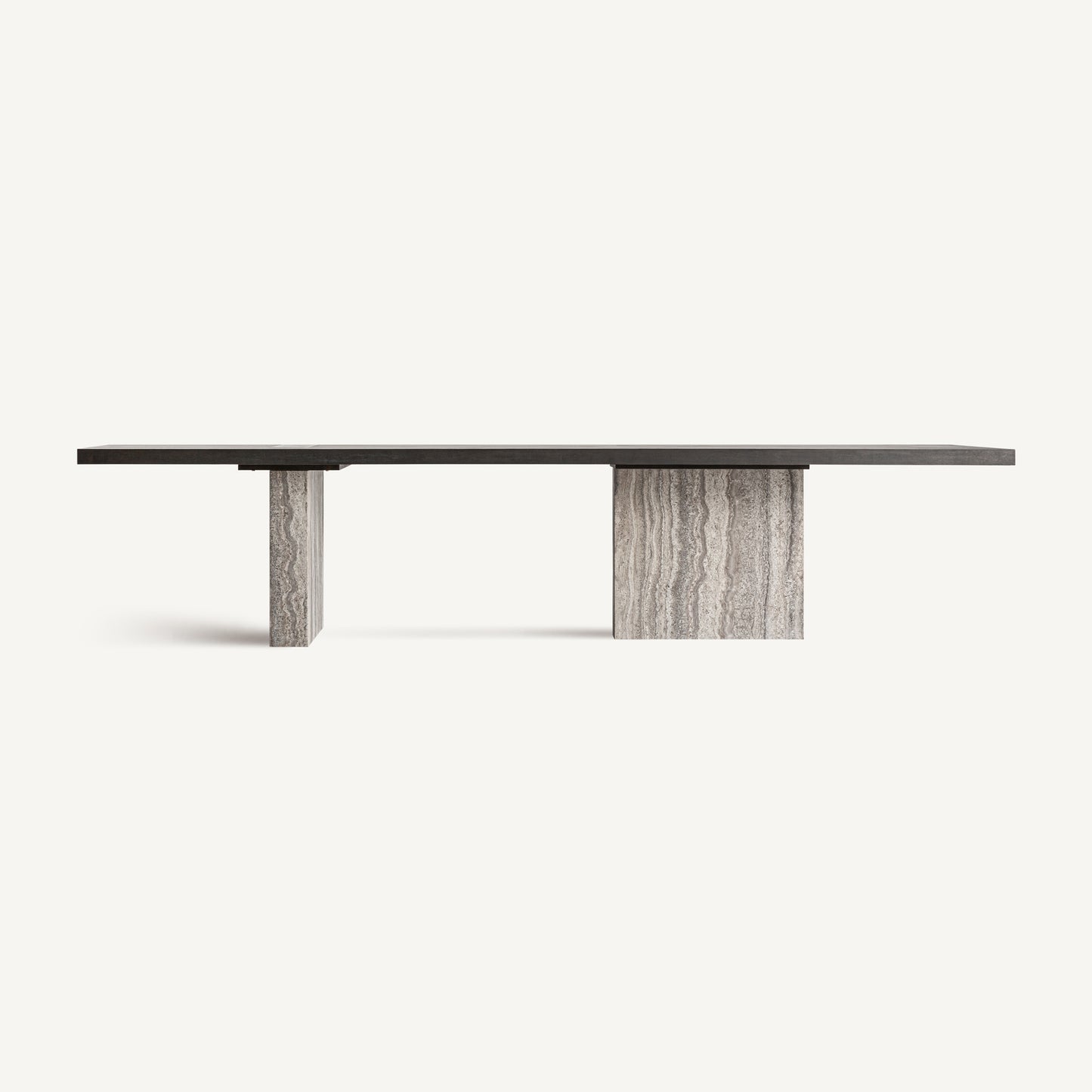 RIGNAC DINING TABLE IN TRAVERTINE, ASH WOOD & BRASS 350CM