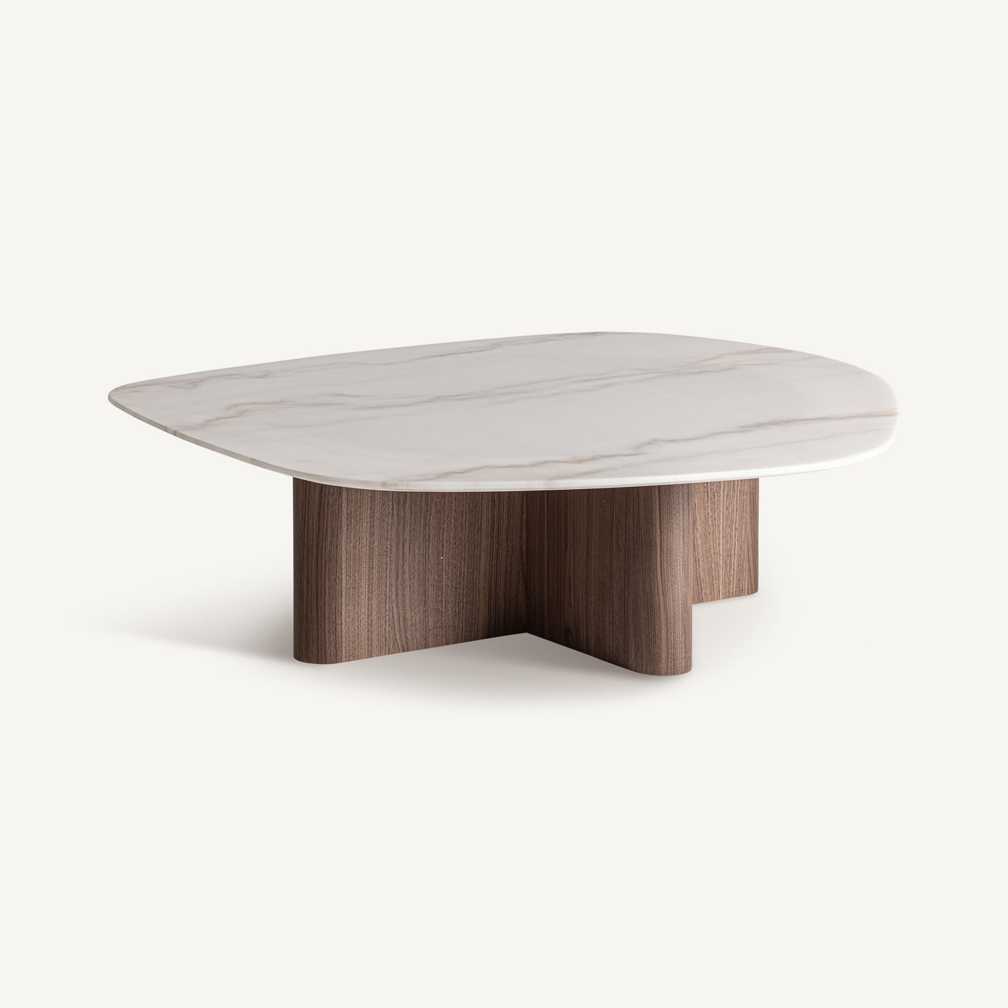 WHITE MARBLE & WALNUT COFFEE TABLE – 120CM