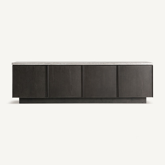 RIGNAC TV STAND IN TRAVERTINE & ASH WOOD – 221CM